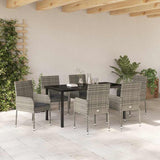 Garden Dining Set with Cushion 7 pcs Grey Poly Rattan - Top-Down View