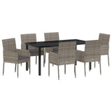 Garden Dining Set with Cushion 7 pcs Grey Poly Rattan