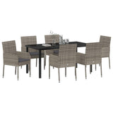 Garden Dining Set with Cushion 7 pcs Grey Poly Rattan - Side View