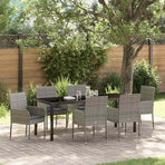 Garden Dining Set 7 pcs Grey Poly Rattan