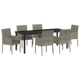 Garden Dining Set with Cushion 7 pcs Grey Poly Rattan