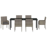 Garden Dining Set with Cushion 7 pcs Grey Poly Rattan