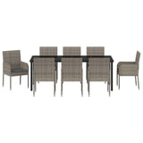 Garden Dining Set with Cushion 9 pcs Grey Poly Rattan