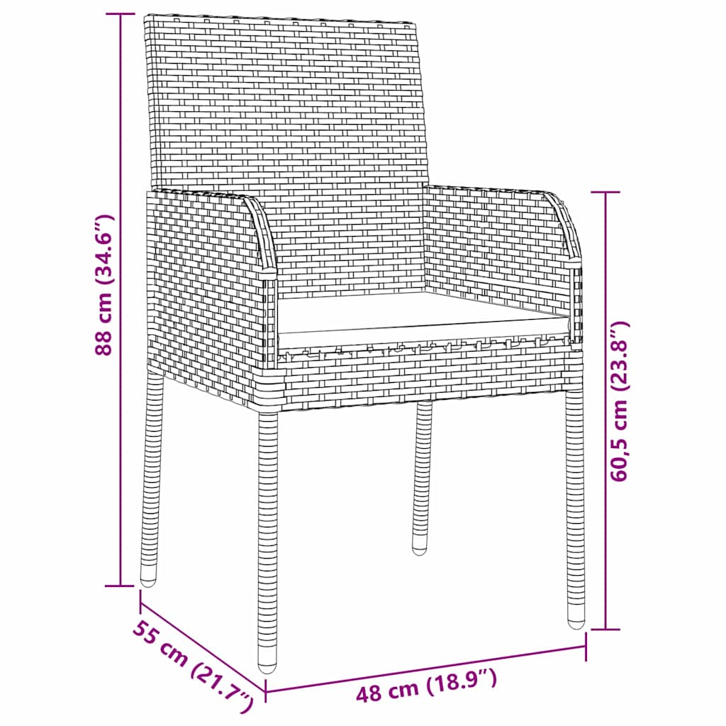 Garden Dining Set with Cushion 9 pcs Grey Poly Rattan