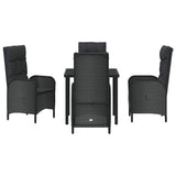 Garden Dining Set with Cushion 5 pcs Black Poly Rattan - Close-Up Angle