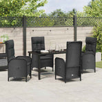 Garden Dining Set 5 pcs Black Poly Rattan