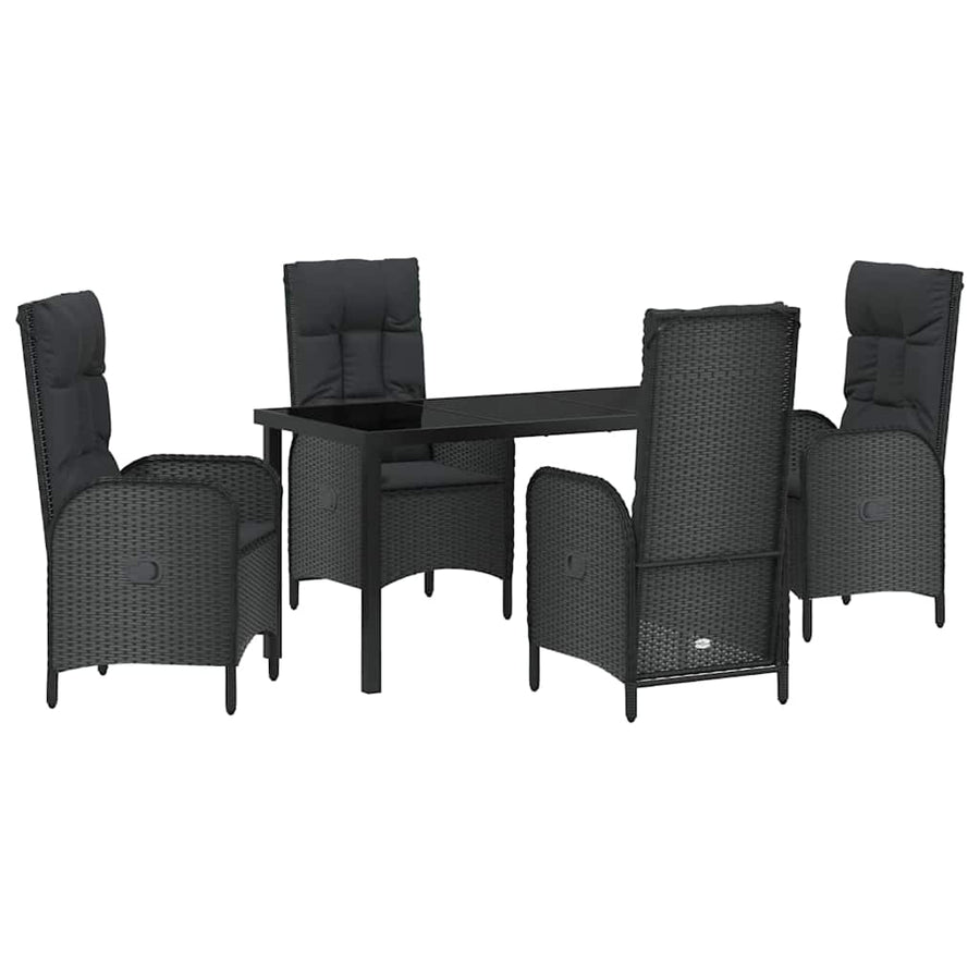 Garden Dining Set 5 pcs Black Poly Rattan