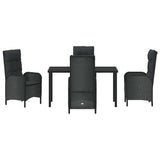 Garden Dining Set with Cushion 5 pcs Black Poly Rattan