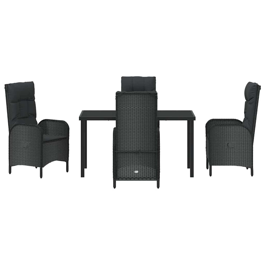 Garden Dining Set 5 pcs Black Poly Rattan