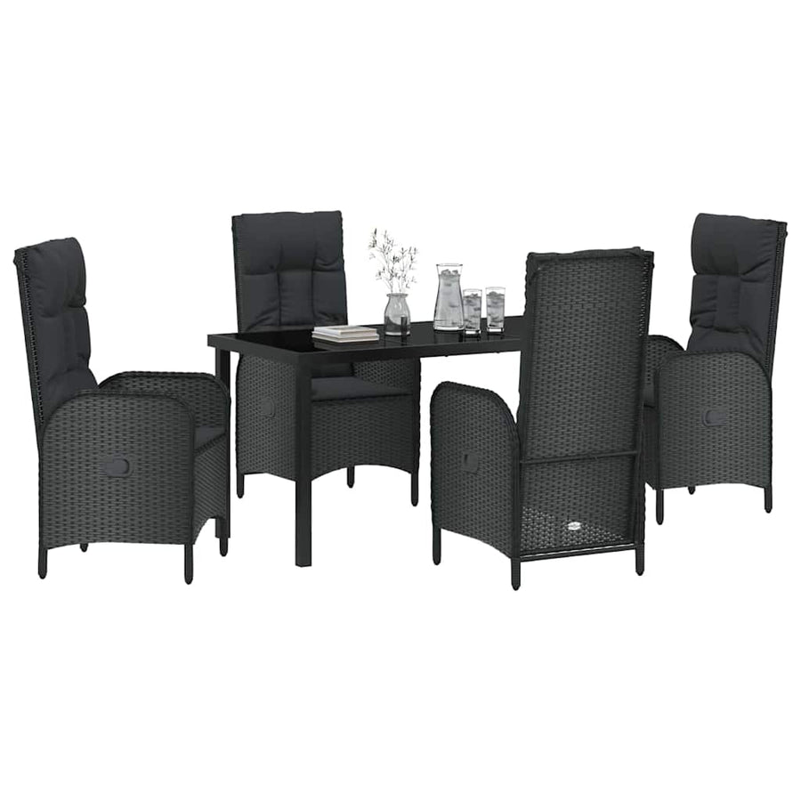 Garden Dining Set 5 pcs Black Poly Rattan