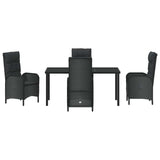 Garden Dining Set with Cushion 5 pcs Black Poly Rattan - Close-Up Angle
