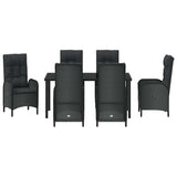 Garden Dining Set with Cushion 7 pcs Black Poly Rattan
