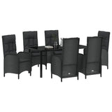 Garden Dining Set with Cushion 7 pcs Black Poly Rattan - Side View