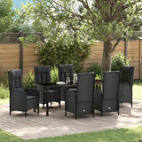 Garden Dining Set with Cushion 7 pcs Black Poly Rattan