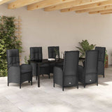 Garden Dining Set with Cushion 7 pcs Black Poly Rattan - Top-Down View