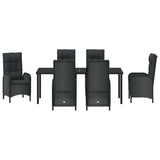 Garden Dining Set with Cushion 7 pcs Black Poly Rattan