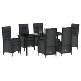 Garden Dining Set with Cushion 7 pcs Black Poly Rattan