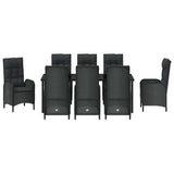 Garden Dining Set with Cushion 9 pcs Black Poly Rattan