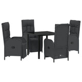 Garden Dining Set with Cushion 5 pcs Black Poly Rattan