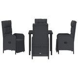 Garden Dining Set with Cushion 5 pcs Black Poly Rattan - Close-Up Angle