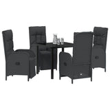 Garden Dining Set with Cushion 5 pcs Black Poly Rattan - Side View