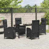 Garden Dining Set with Cushion 5 pcs Black Poly Rattan - Top-Down View