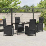 Garden Dining Set with Cushion 5 pcs Black Poly Rattan - Top-Down View