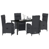 Garden Dining Set with Cushion 5 pcs Black Poly Rattan