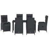 Garden Dining Set with Cushion 7 pcs Black Poly Rattan - Close-Up Angle