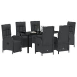 Garden Dining Set with Cushion 7 pcs Black Poly Rattan
