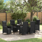 Garden Dining Set 7 pcs Black Poly Rattan