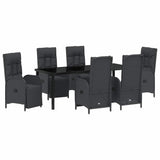 Garden Dining Set with Cushion 7 pcs Black Poly Rattan