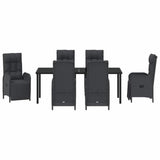 Garden Dining Set with Cushion 7 pcs Black Poly Rattan
