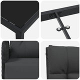 Garden Dining Set with Cushion 9 pcs Black Poly Rattan - Extra Image