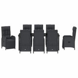 Garden Dining Set with Cushion 9 pcs Black Poly Rattan