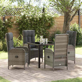 Garden Dining Set with Cushion 5 pcs Grey Poly Rattan