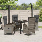 Garden Dining Set with Cushion 5 pcs Grey Poly Rattan