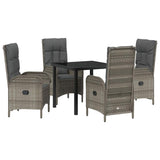 Garden Dining Set with Cushion 5 pcs Grey Poly Rattan
