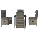 Garden Dining Set with Cushion 5 pcs Grey Poly Rattan - Close-Up Angle