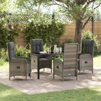 Garden Dining Set 5 pcs Grey Poly Rattan