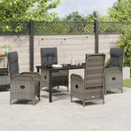 Garden Dining Set 5 pcs Grey Poly Rattan