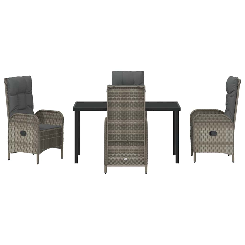 Garden Dining Set with Cushion 5 pcs Grey Poly Rattan