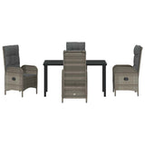 Garden Dining Set with Cushion 5 pcs Grey Poly Rattan
