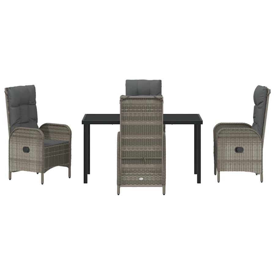Garden Dining Set 5 pcs Grey Poly Rattan