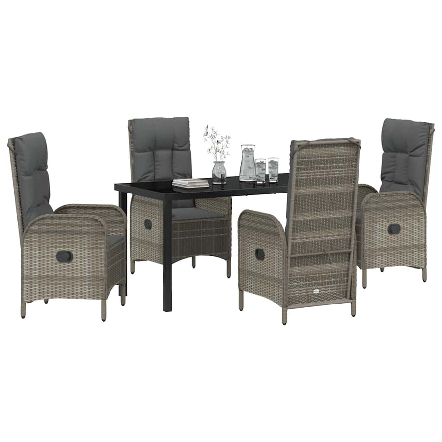 Garden Dining Set 5 pcs Grey Poly Rattan