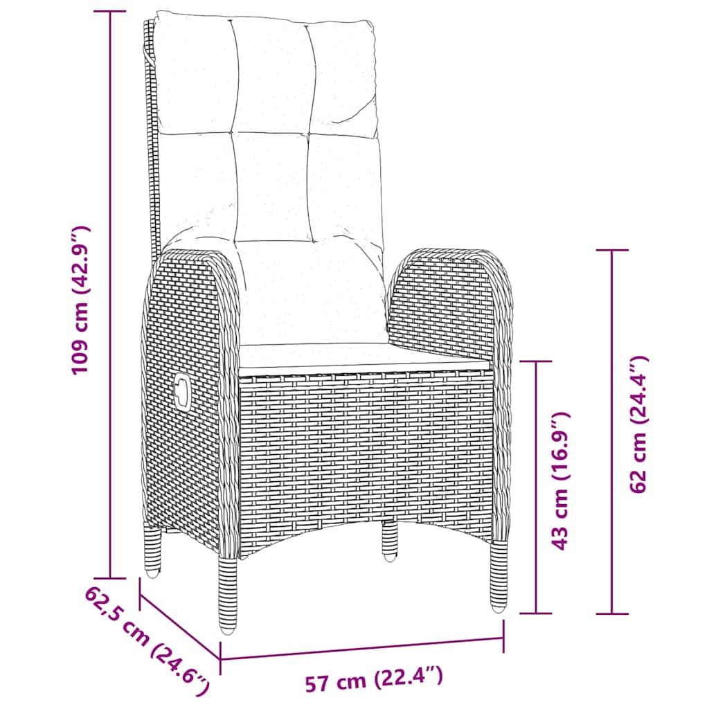 Garden Dining Set with Cushion 5 pcs Grey Poly Rattan