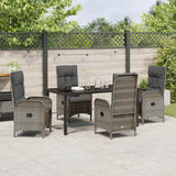 Garden Dining Set with Cushion 5 pcs Grey Poly Rattan