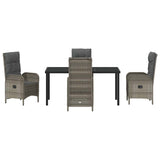 Garden Dining Set with Cushion 5 pcs Grey Poly Rattan - Close-Up Angle