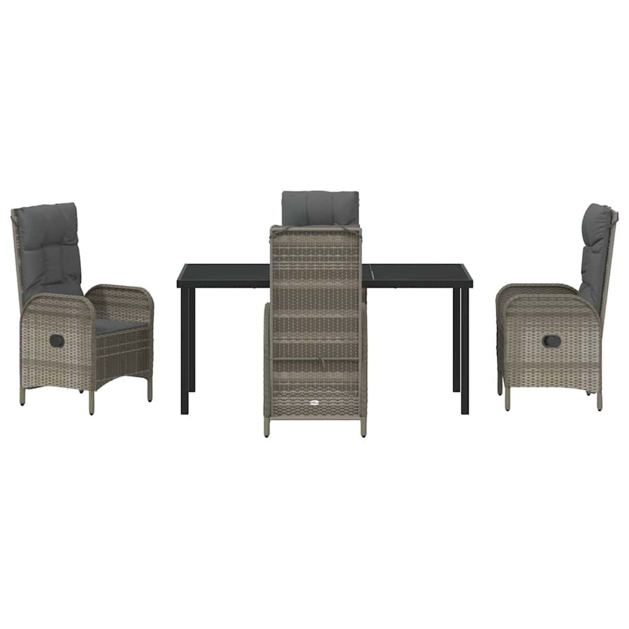Garden Dining Set 5 pcs Grey Poly Rattan