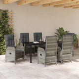 Garden Dining Set with Cushion 7 pcs Grey Poly Rattan - Top-Down View